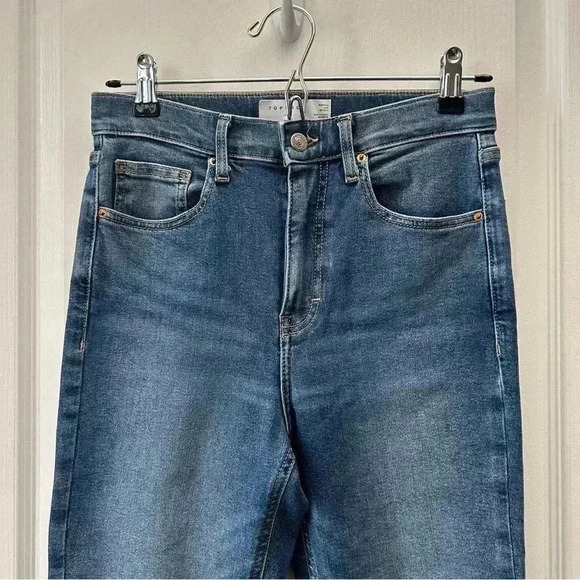 Topshop Jamie High Waisted Skinny Jeans Ankle Cropped Jagged  Hem Blue Size 26 - Picture 6 of 16